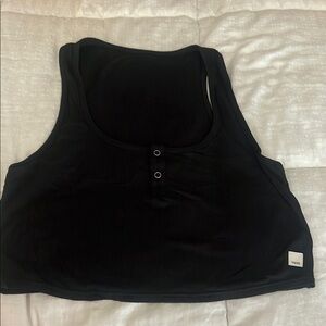 Vuori Black Crop Buttoned Tank Top